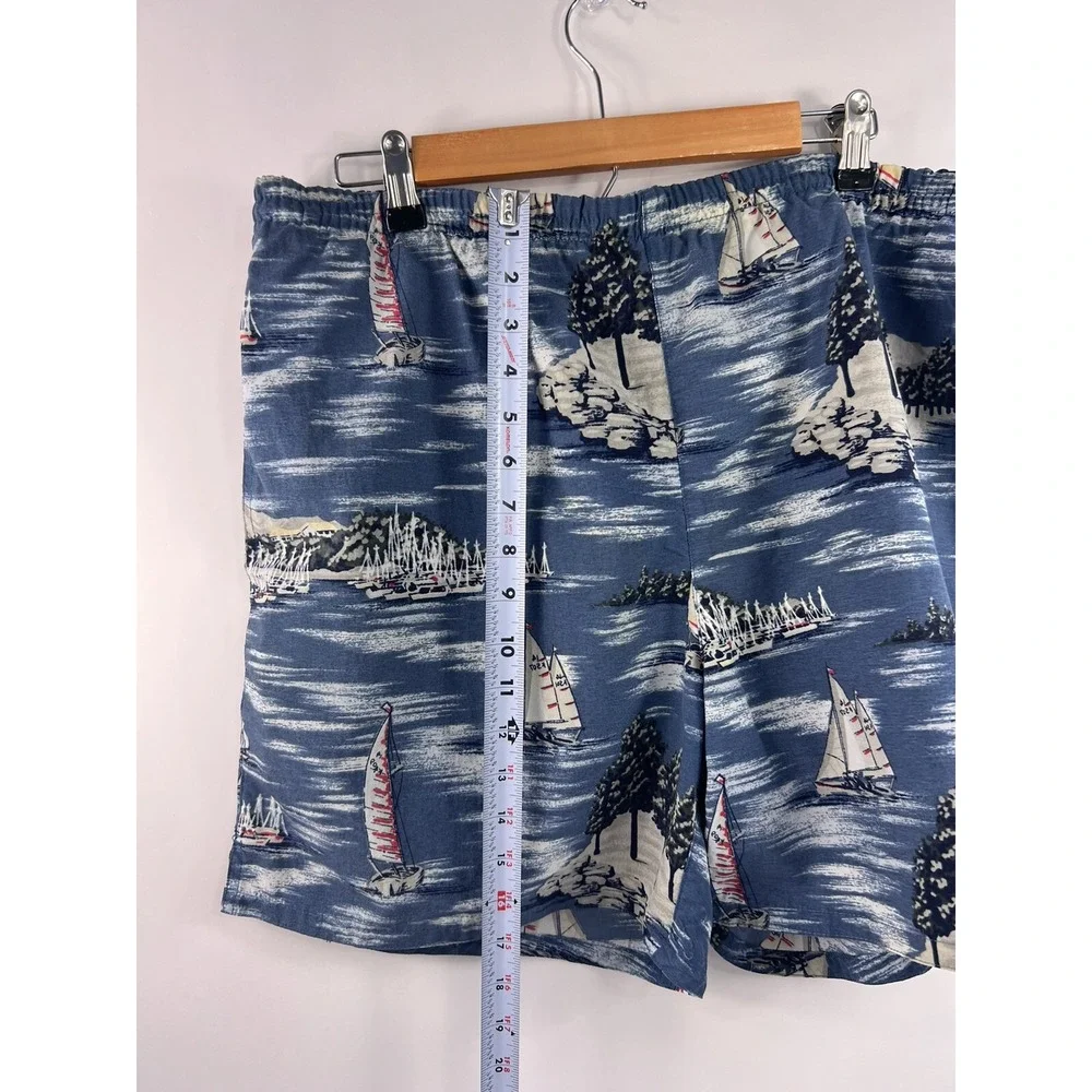 Nautica Swim Trunks Men's‎ Sz L Blue/Sailboats Drawstring Inside Pocket